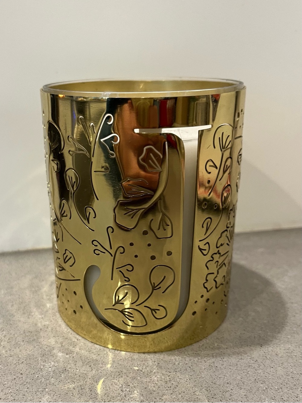 Anthropologie Monogram 'J' Candle in Sparkling Grapefruit